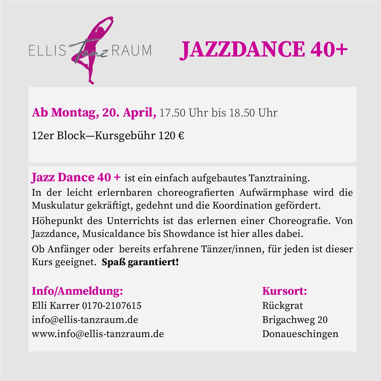 Jazzdance 40 ab Mai 26