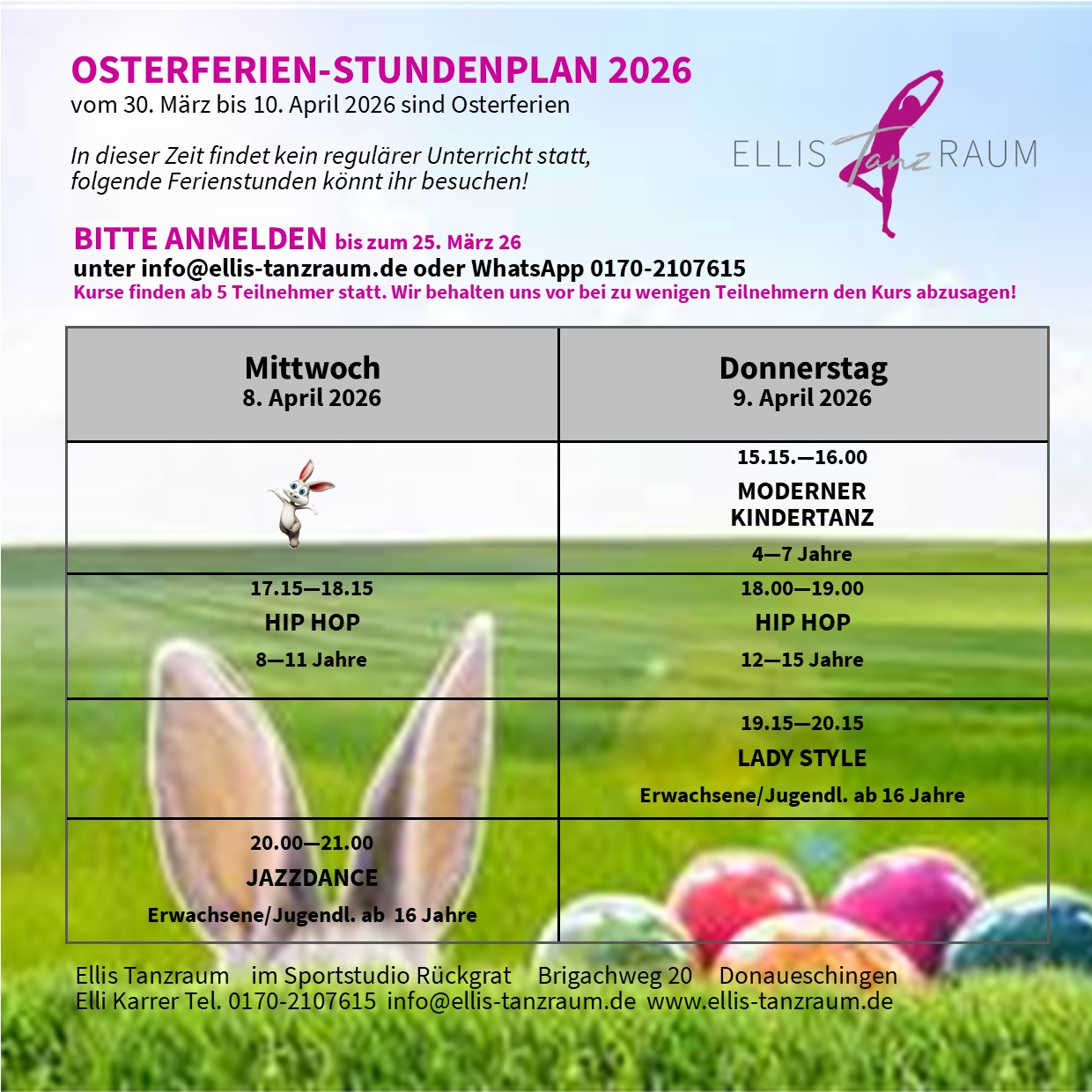Osterferien Stundenplan 2026  Druck